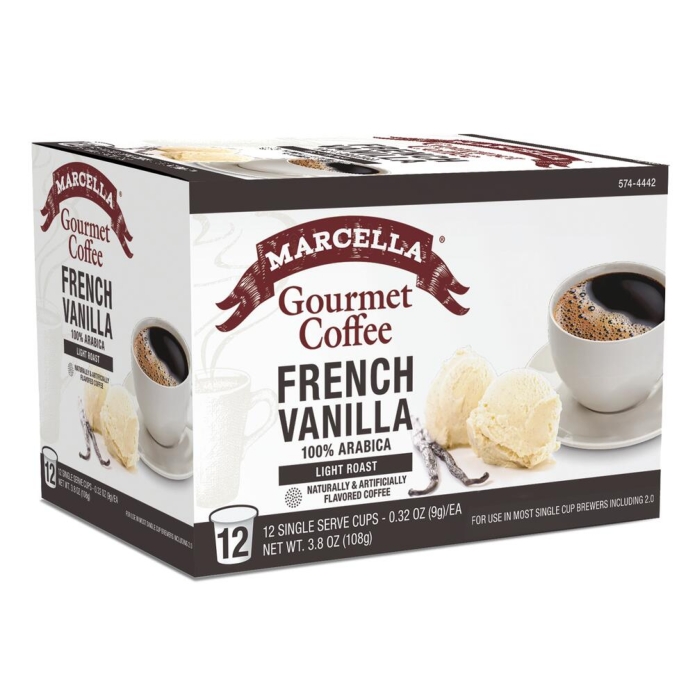 Marcella Gourmet French Vanilla  Coffee Pods 12Kcups (Light Roast)